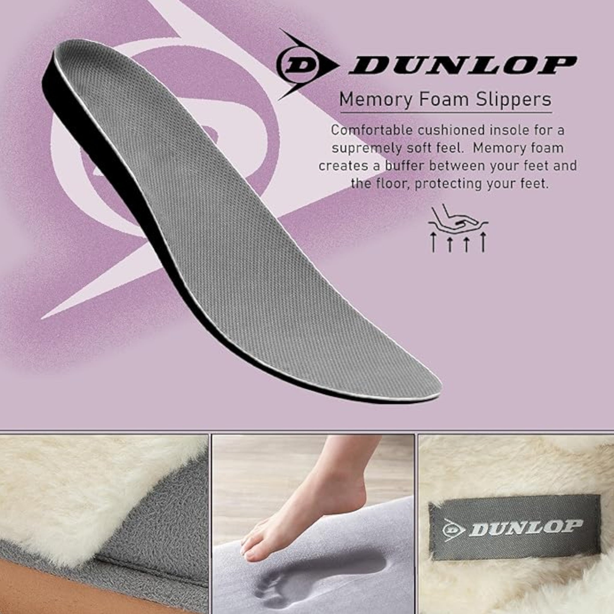 Ladies Dunlop footwear women’s mule slippers for indoor comfort with memory foam in grey